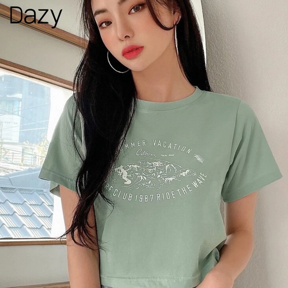 womens SHEIN DAZY summer vacation cropped t-shirt